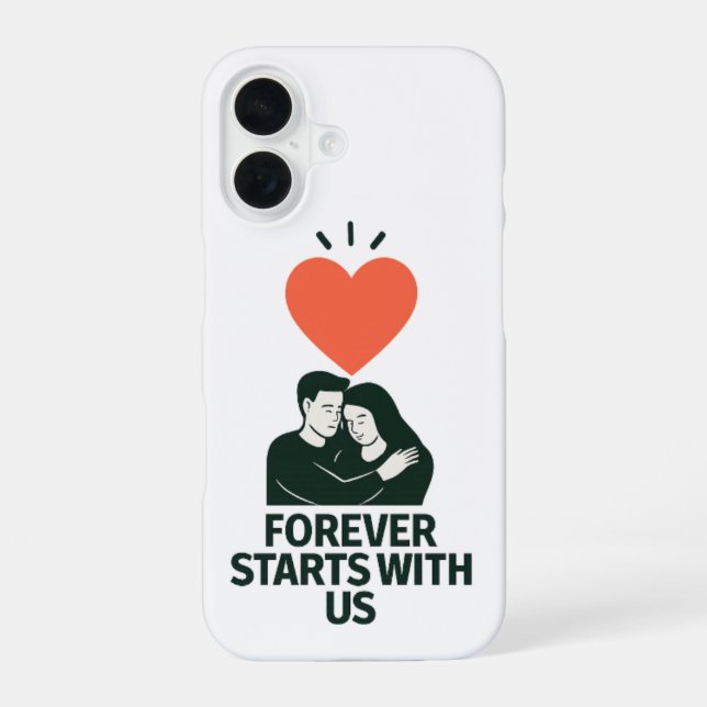 Coque iPhone 16 Forever Starts With Us – Romantic Starry Couple (Verso)