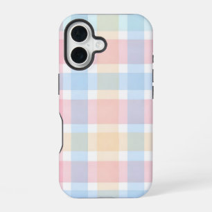 Coque iPhone 16 Gingham Pastel – Motif Aquarelle Douce
