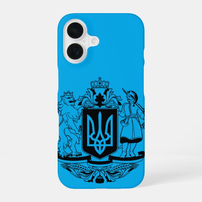 Coque iPhone 16 Grand blason de l'Ukraine (Verso)