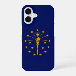 Coque iPhone 16 Graphique dynamique du drapeau de l'État de l'Indi