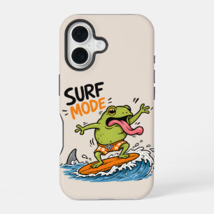 Coque iPhone 16 Grenouille en mode surf drôle   Grenouille d'été r