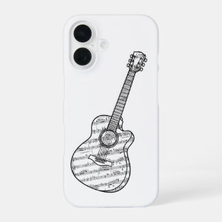 Coque iPhone 16 Guitar and Music Notes Phone Case