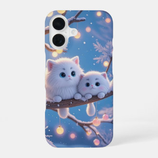 Coque iPhone 16 Hiver Kawaii Chats Téléphone Case