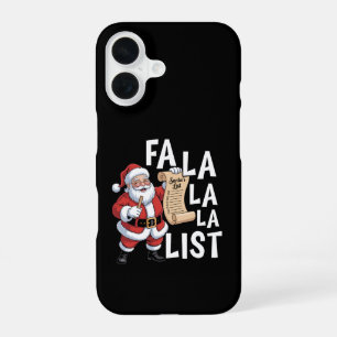 Coque iPhone 16 Illustration de Noël de la liste Fa La La La de Sa