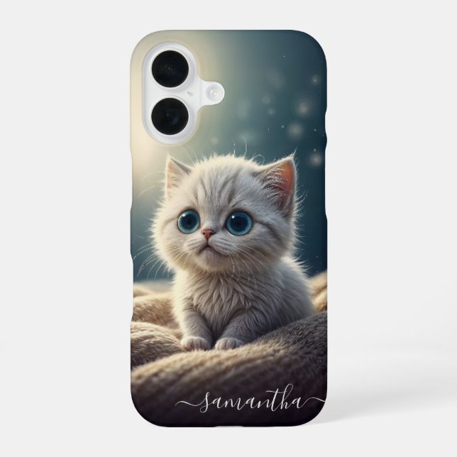 Coque iPhone 16 Imaginaire mignon bébé Kitty Chat Lover personnali (Verso)