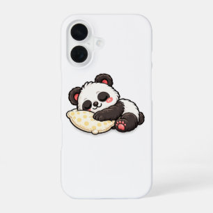 Coque iPhone 16 Joli panda endormi avec un oreiller
