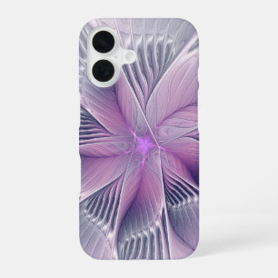 Coque iPhone 16 Joli rose Fleur Moderne Abstrait Fractal Art