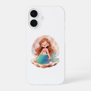 Coque iPhone 16 Jolie esthétique autocollant sirène pastel fille d