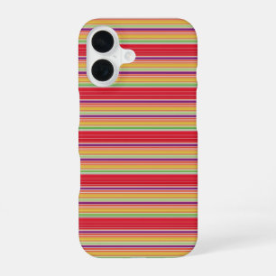 Coque iPhone 16 Jolies rayures colorées rouges