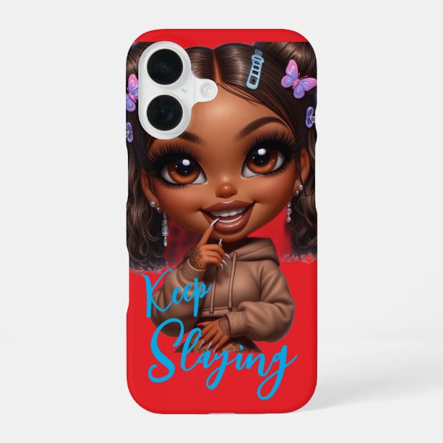 Coque iPhone 16 Keep Slaying CHIBI DOLL (Verso)