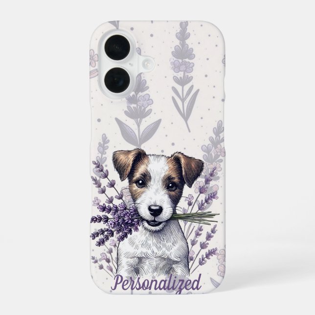 Coque iPhone 16 Lavender Terrier Love (Verso)