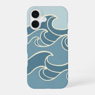Coque iPhone 16 Lignes océaniques vintage
