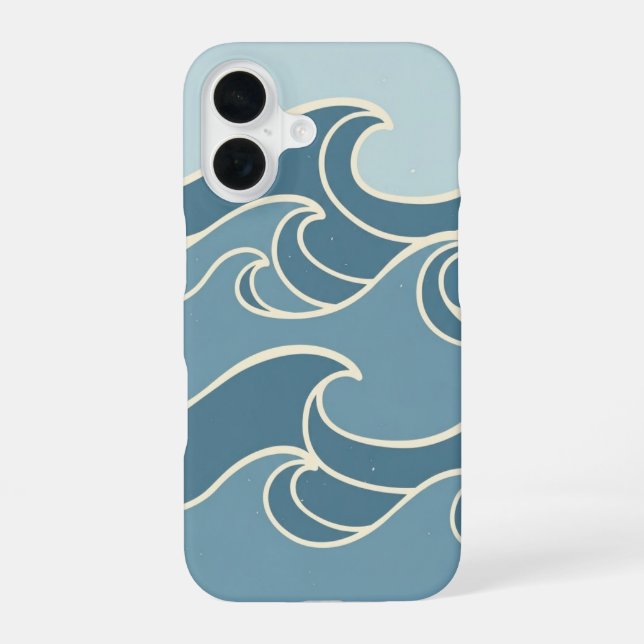 Coque iPhone 16 Lignes océaniques vintage (Verso)