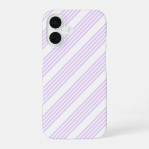 Coque iPhone 16 Lilac violet et blanc cinq bandes motif
