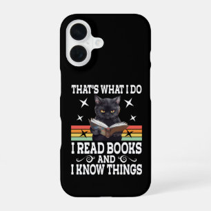 Coque iPhone 16 Livres de chat rétro Le cadeau de lecture d'Hallow