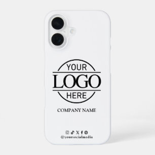 Coque iPhone 16 Logo d'entreprise et promotion blanche sur les méd