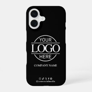 Coque iPhone 16 Logo d'entreprise & Média social Promotionnel Noir