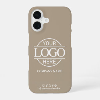 Coque iPhone 16 Logo d'entreprise & Média sociaux Taupe Promotionn