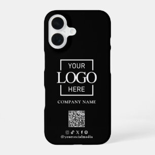 Coque iPhone 16 Logo d'entreprise minimaliste élégant et QR Code n