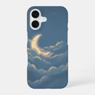 Coque iPhone 16 Lune vintage parmi les nuages