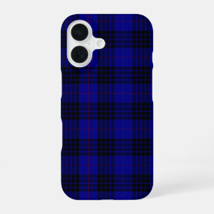 Coque iPhone 16 MacKay tartan bleu noir plaid