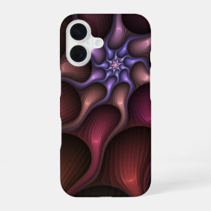 Coque iPhone 16 Magique brillant Abstrait rayé coloré Fractal