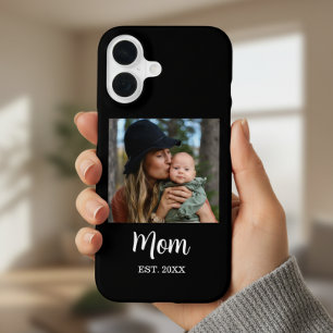 Coque iPhone 16 Maman a établi une photo de script noir