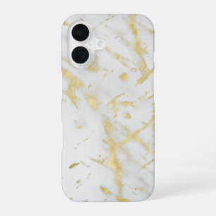 Coque iPhone 16 Marbre blanc et or Style Moderne Design Luxueux