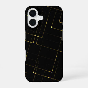 Coque iPhone 16 Marbre noir et or élégant