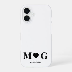Coque iPhone 16 Marque cardiaque Monogramme sur mesure pour les co