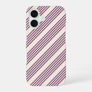 Coque iPhone 16 Mauve violet beige cinq bandes motif