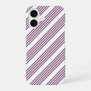 Coque iPhone 16 Mauve violet blanc cinq bandes motif