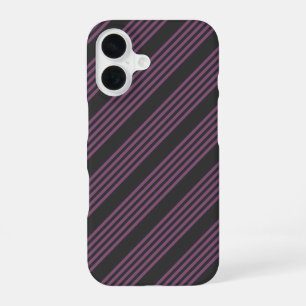 Coque iPhone 16 Mauve violet et charbon de bois cinq bandes motif