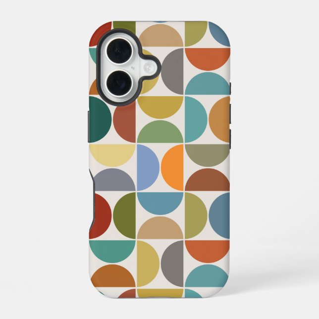 Coque iPhone 16 MCM Semiccles Motif couleur grande sur crème (Verso)