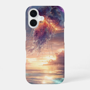 Coque iPhone 16 Méduses lumineuses dans les cieux du coucher de so