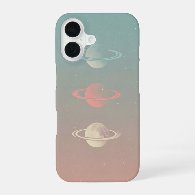 Coque iPhone 16 Minimalist Retro Ringed Moons Trio (Verso)