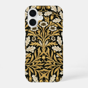 Coque iPhone 16 Modèle William Morris Vintage Gold Black Oak