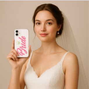 Coque iPhone 16 Moderne Élégant Simple Mariée Pailleté Rose Diaman