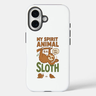 Coque iPhone 16 Mon animal spirituel est un paresseux 