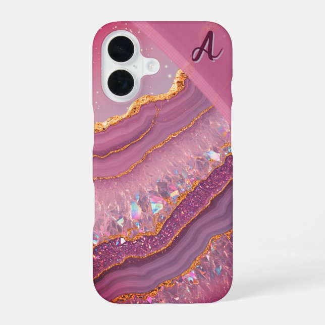 Coque iPhone 16 Monogramme Améthyste Aurora (Verso)
