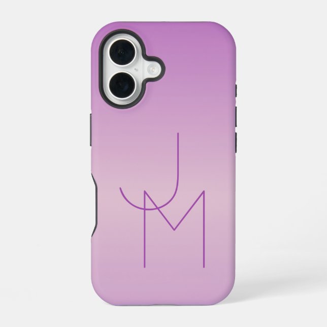 Coque iPhone 16 Monogramme de chevauchement unique | Lavande douce (Verso)