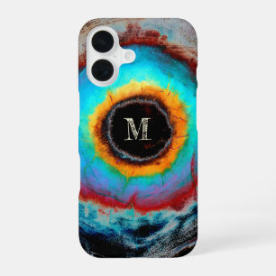 Coque iPhone 16 Monogramme de l'œil cosmique éthéré Art abstrait v