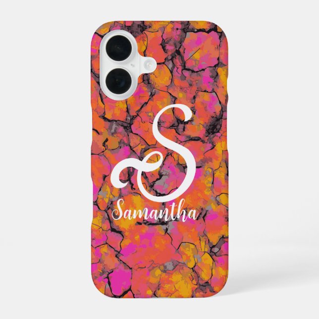 Coque iPhone 16 Monogramme de marbre tropical (Verso)