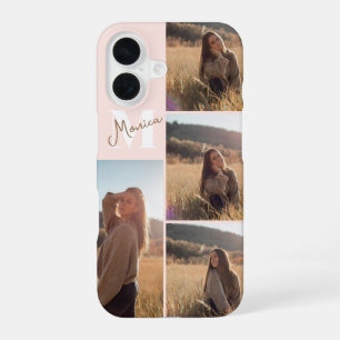 Coque iPhone 16 Monogramme de nom écriture girly 4 Photo Rose Blus