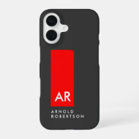Monogramme Gris Rouge moderne Ajouter Remplacer No