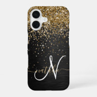 Monogramme Pailleté Or Personnalisé sur Fond Noir