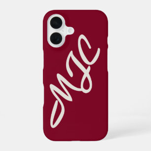 Coque iPhone 16 Monogramme personnalisé Bourgogne