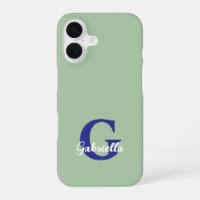 Monogramme vert sauge bleu royal moderne minimalis