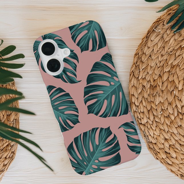 Coque iPhone 16 Monstère botanique tropicale Feuille Motif d'été (Créateur téléchargé)