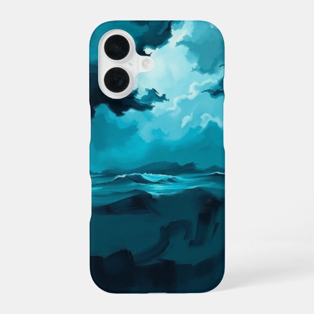 Coque iPhone 16 Moody Ocean Waves Under Stormy Sky – Abstract Seas (Verso)